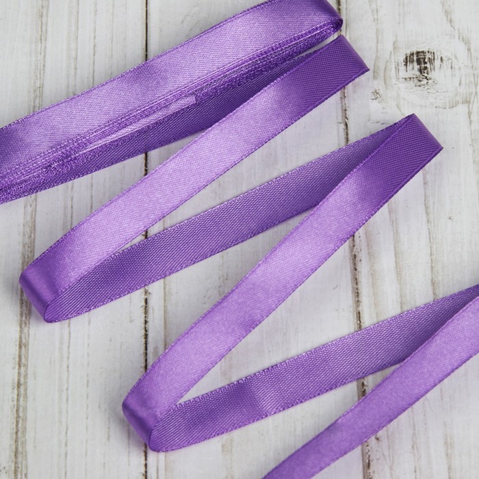 Лента атласная, 12мм, 5,4м, №034, цвет тёмно-сиреневый