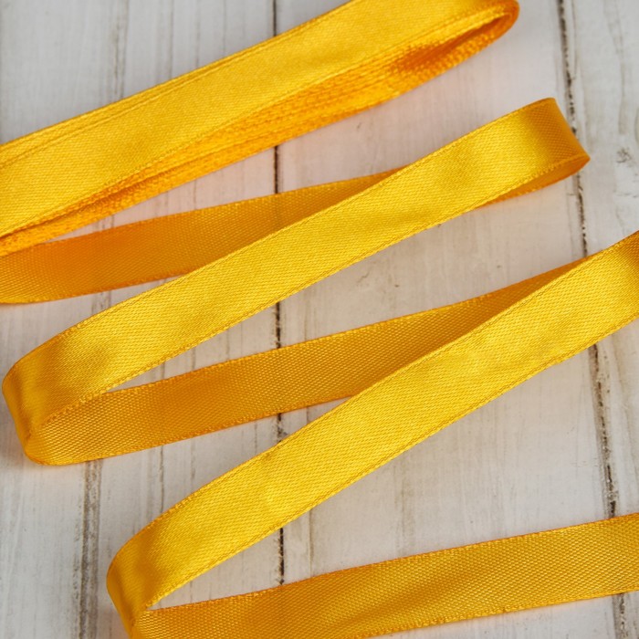 Лента атласная, 12мм, 5,4м, №120, цвет тёмно-жёлтый