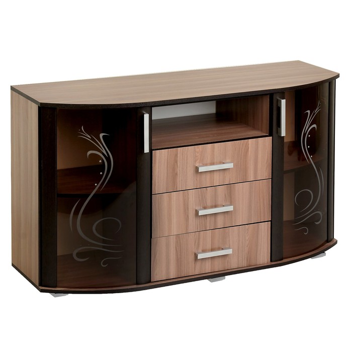 Тумба под ТВ с 3-мя ящиками, 1300х750х440, Ясень шимо темный