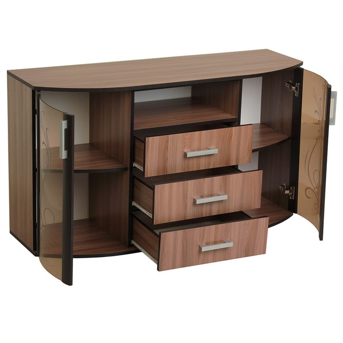 Тумба под ТВ с 3-мя ящиками, 1300х750х440, Ясень шимо темный