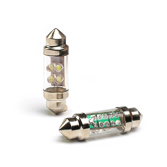 Лампа светодиодная STARLIGHT, C10W (36mm х 10mm), 12 В, 10 Вт, 4LEDS, БЕЛЫЙ