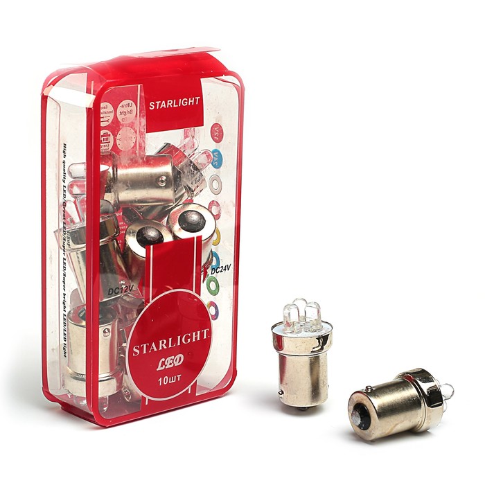 Лампа светодиодная STARLIGHT, T15 (BA15S), 12 В, 3LEDS, БЕЛЫЙ