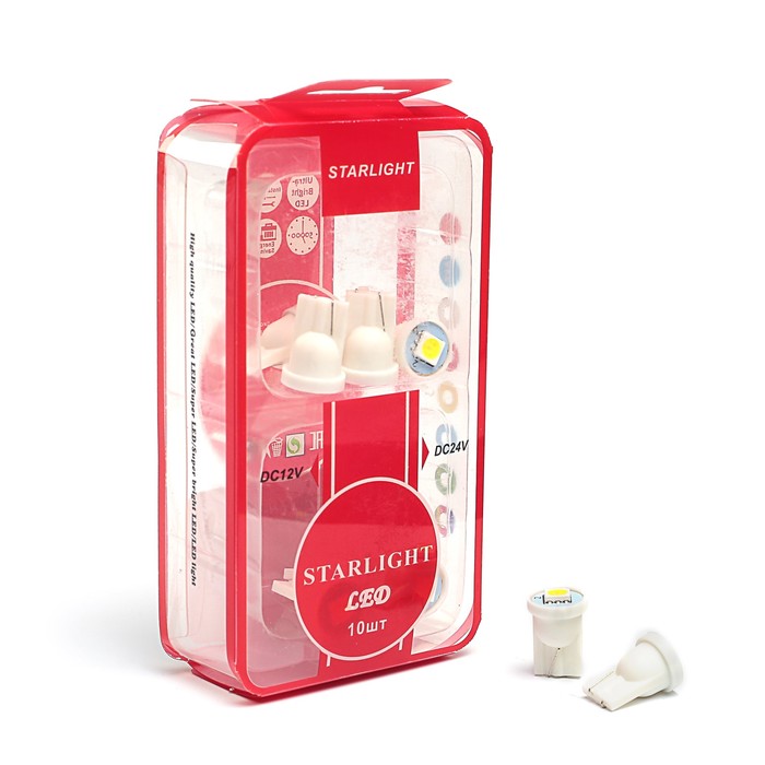 Лампа светодиодная STARLIGHT, T10 (W2.1x9.5d), 24 В, 1 SMD, БЕЛЫЙ