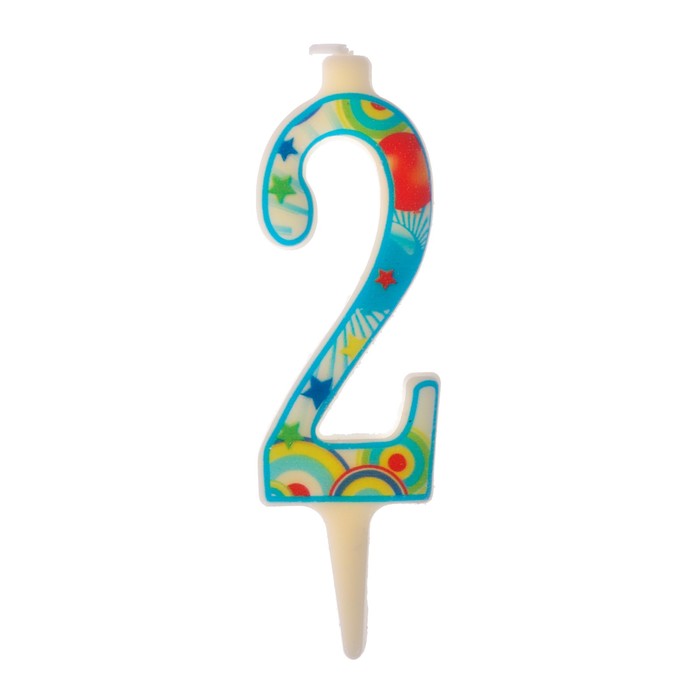 Свеча в торт цифра 2 "С днем рождения"