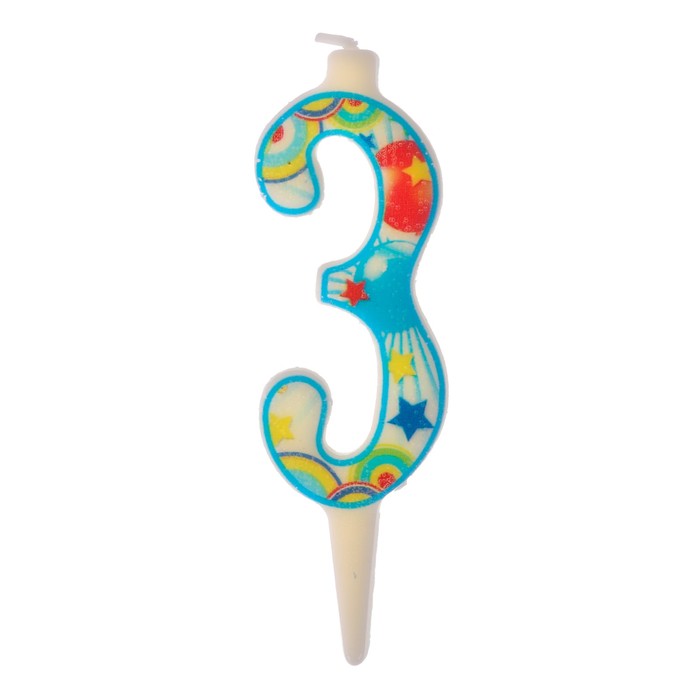 Свеча в торт цифра 3 "С днем рождения"