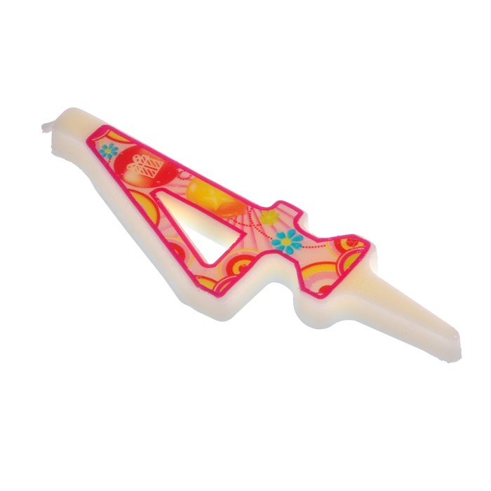 Свеча в торт цифра 4 "С днем рождения"