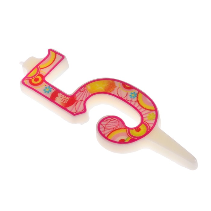 Свеча в торт цифра 5 "С днем рождения"