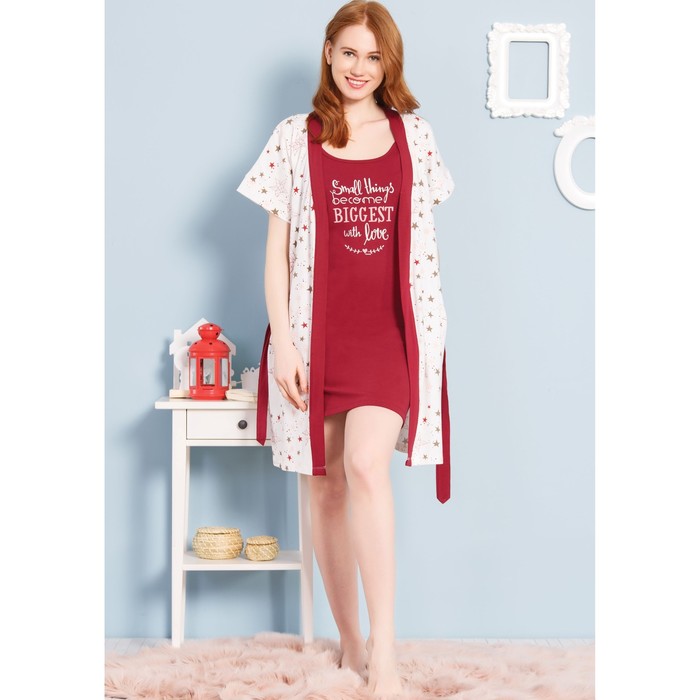 Комплект женский (халат, сорочка) 711175 5195 цвет бордовый, р-р 50 (XL)  36985 36