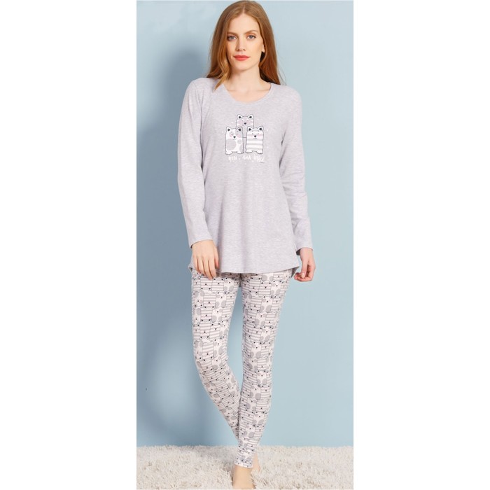 Комплект женский (джемпер, лосины) 706125 3039 цвет серый меланж, р-р 46 (M)