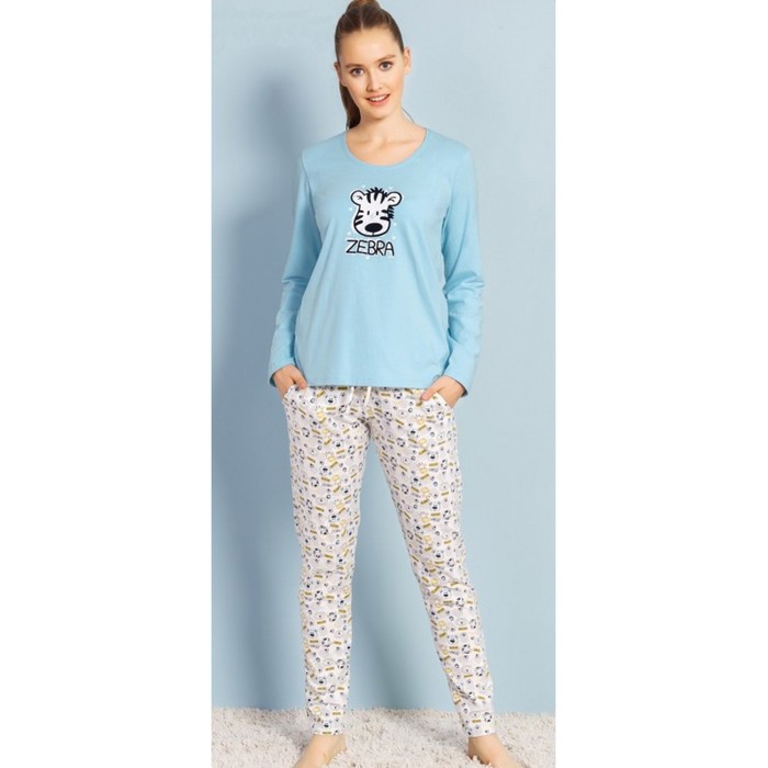 Комплект женский (джемпер, брюки) 706129 1696 цвет голубой, р-р 50 (XL)