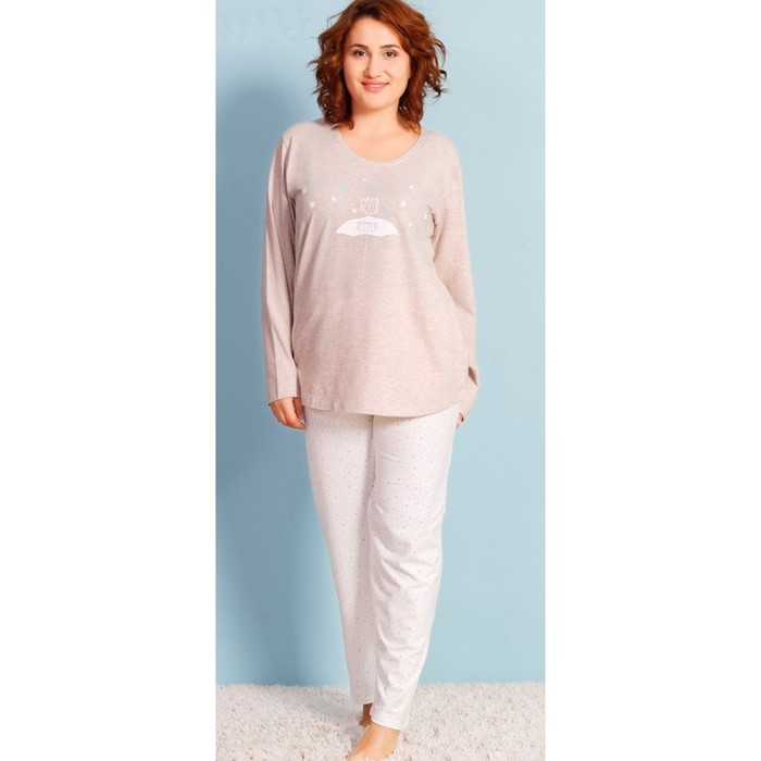 Комплект женский (джемпер, брюки) 706090 3005 цвет бежевый, р-р 50 (1XL)