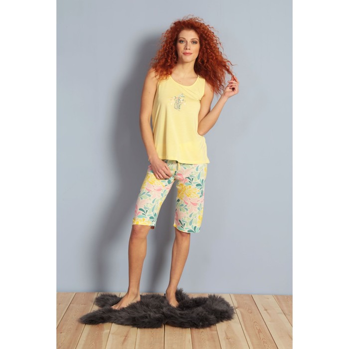 Комплект женский (майка, капри) 609085 1167 цвет жёлтый, р-р 48 (L)  вискоза