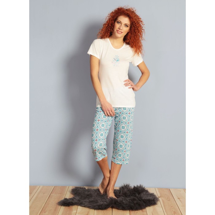 Комплект женский (футболка, капри) 609103 0335 цвет белый, р-р 44 (S)  вискоза