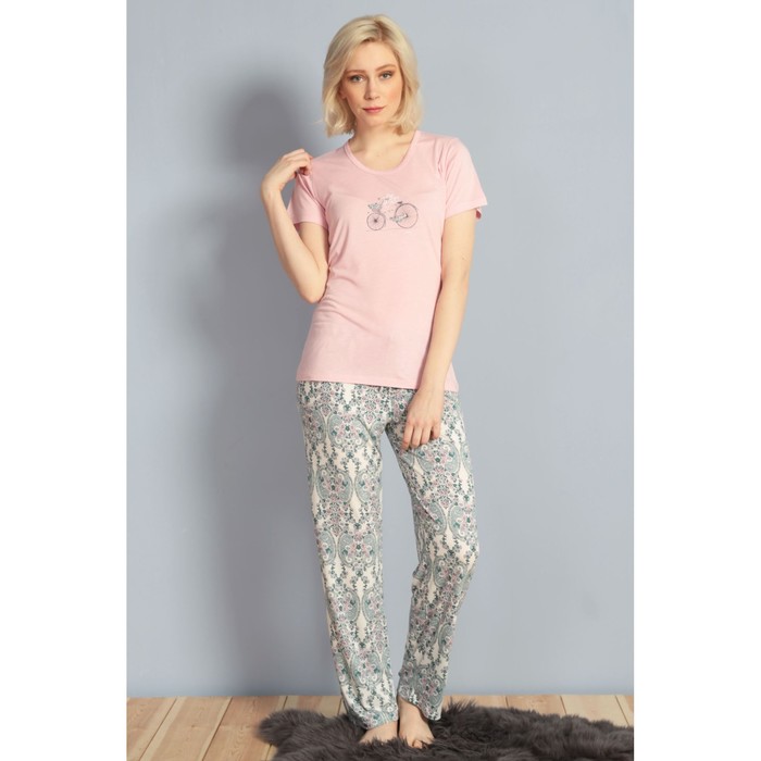 Комплект женский (футболка, брюки) 610029 1173 цвет розовый, р-р 50 (XL)  вискоза
