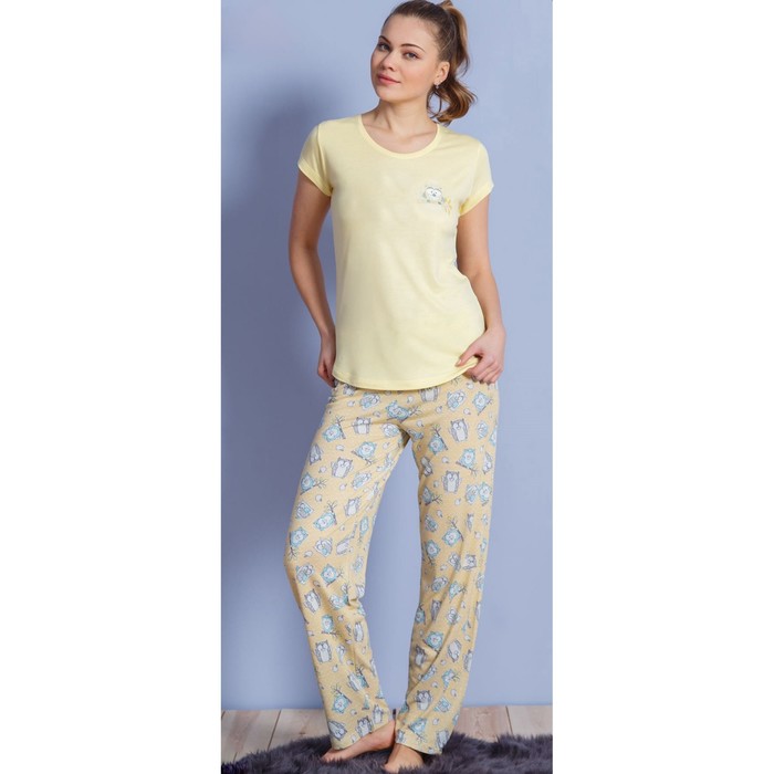 Комплект женский (футболка, брюки) 610173 1283 цвет жёлтый, р-р 50 (XL)  вискоза