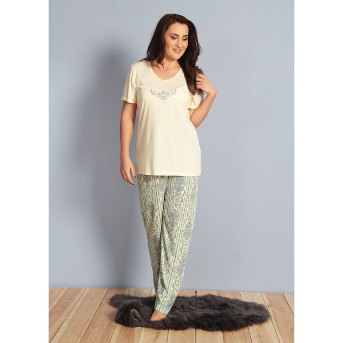 Комплект женский (футболка, брюки) 610273 0621 цвет жёлтый, р-р 54 (3XL)  вискоза