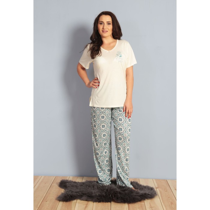 Комплект женский (футболка, брюки) 610275 0335 цвет белый, р-р 52 (2XL)  вискоза