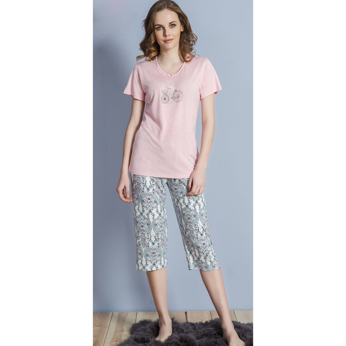 Комплект женский (футболка, капри) 610027 1173 цвет розовый, р-р 44 (S)  вискоза