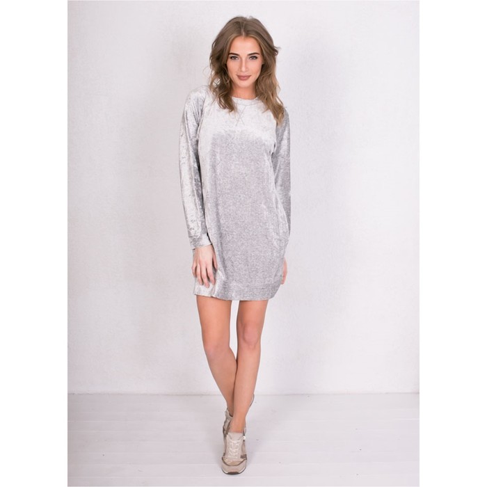 Платье женское женское, велюр 160029 цвет серый меланж, р-р 50 (XL)