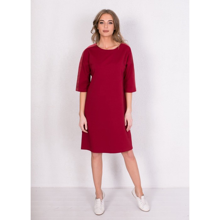 Платье женское с лампасами 180001 цвет бордовый, р-р 46 (M)