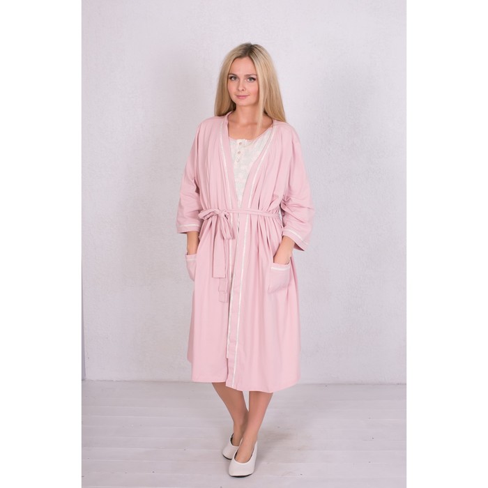 Комплект женский (халат, сорочка) 163005 цвет жемчужно розовый, р-р 52 (2XL)