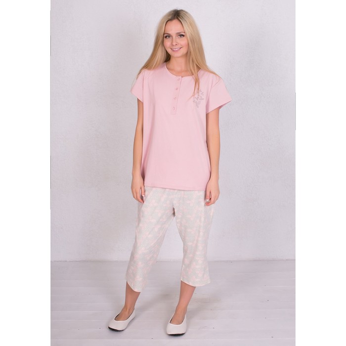 Комплект женский (футболка, капри) 164028 цвет розовый, р-р 56 (4XL)
