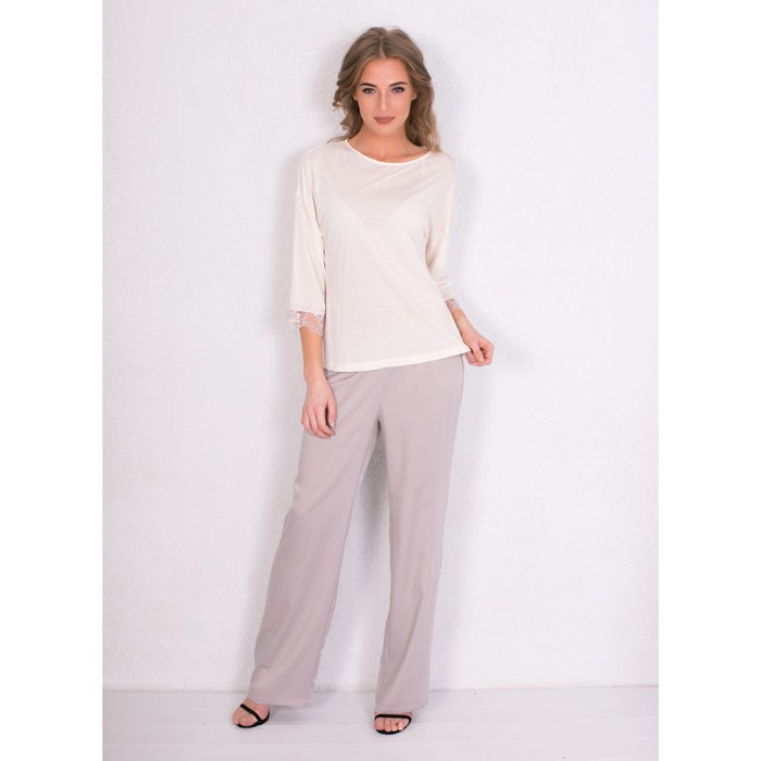 Комплект женский (джемпер, брюки) 186003 цвет экрю/бежевый, р-р 50 (XL)  вискоза
