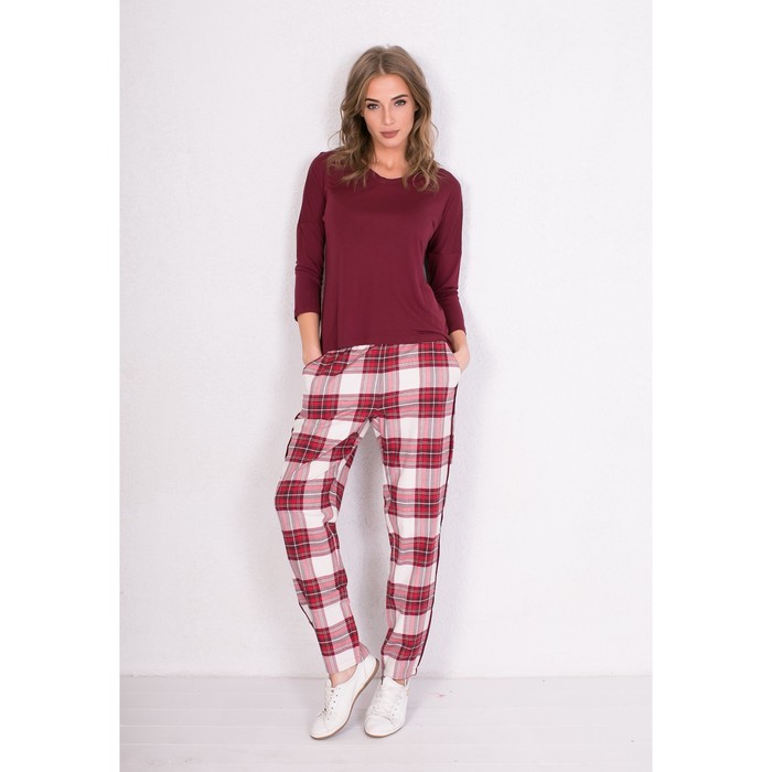 Комплект женский (джемпер, брюки) 186004 цвет бордовый, р-р 44 (S)  вискоза