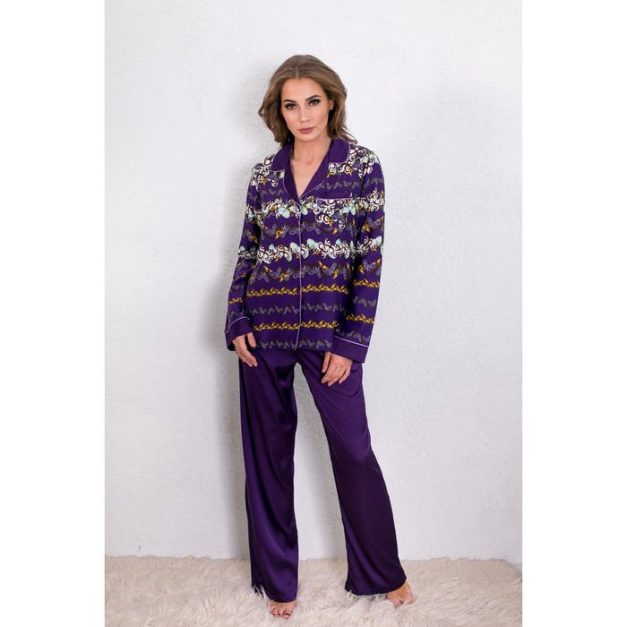 Комплект женский (джемпер, брюки) Бабочки 7643 цвет фиолетовый, р-р 44 (S)  вискоза