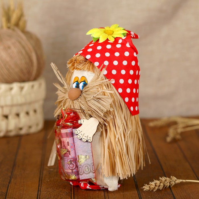 Оберег «Домовой», с мешком денег, 22 см, микс