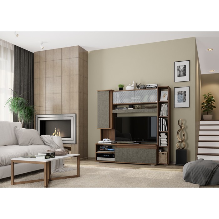 Стенка-мини Андора, 1523х424х1545, Рэд фокс/Скала