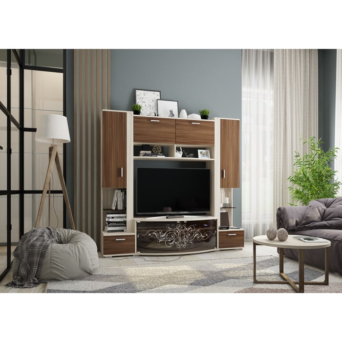 Стенка-мини Флора, 1664х513х1616, Ясень шимо светлый/Рэд фокс