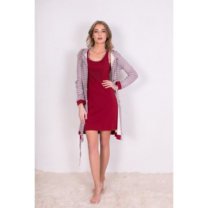 Комплект женский (халат, сорочка) 162017 цвет бордовый, р-р 46 (M)
