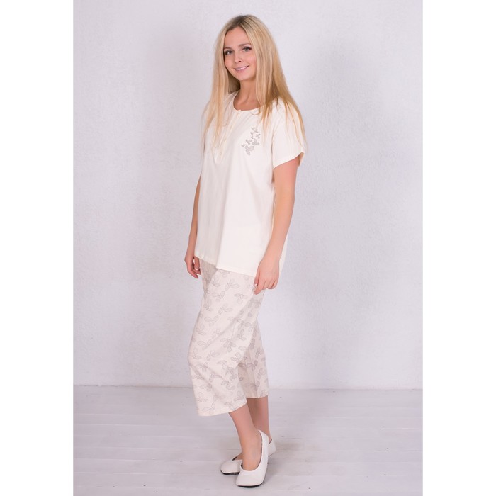 Комплект женский (футболка, капри) 164027 цвет Экрю, р-р 54 (3XL)