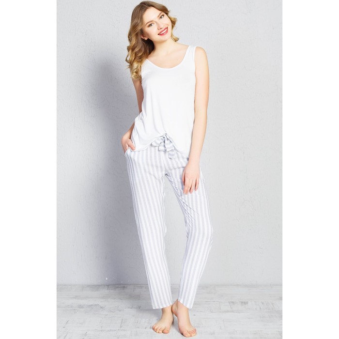 Комплект женский (майка, брюки) 708204 5761 цвет Белый, р-р 50 (XL)  вискоза