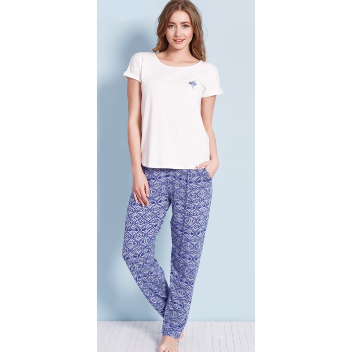 Комплект женский (футболка, брюки) 612086 0776 цвет Белый, р-р 50 (XL)  вискоза