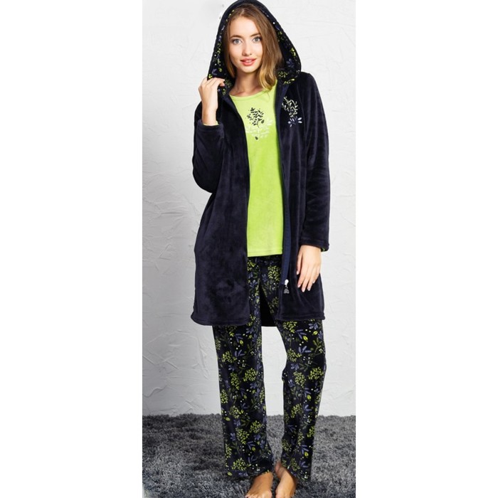 Комплект женский 3-ка Веточки 160323 3475 цвет чёрный, р-р 50 (XL)