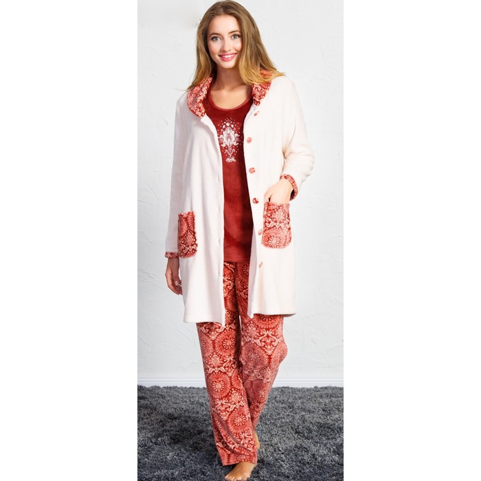 Комплект женский 3-ка Восточный узор 160329 3481 цвет молочный, р-р 48 (L)