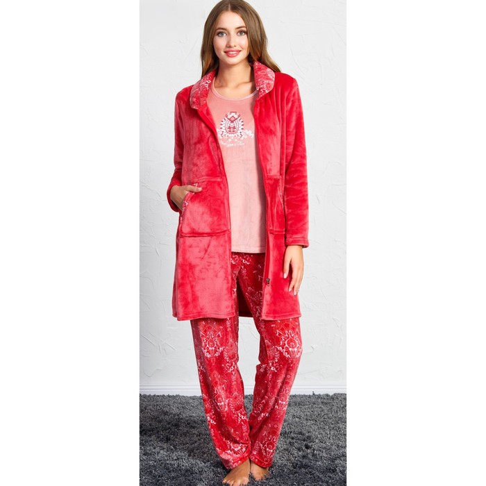 Комплект женский 3-ка Восточный узор 160350 3502 цвет ягодный, р-р 48 (L)