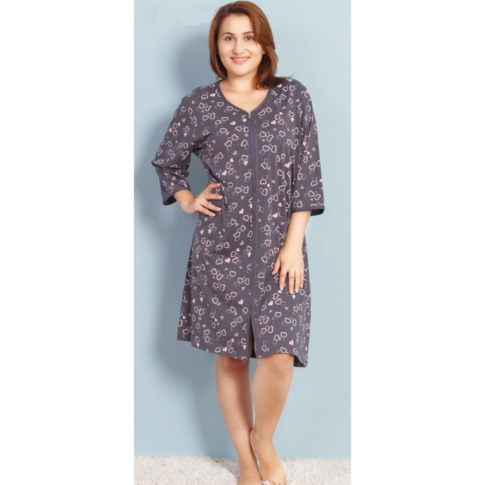 Халат женский на молнии 705120 2650 цвет чёрный, р-р 56 (4XL)