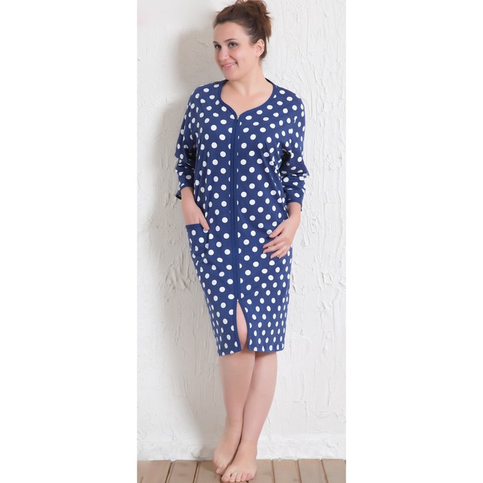 Халат женский на молнии 706056 1618 цвет тёмно-синий, р-р 54 (3XL)