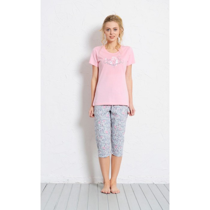 Комплект женский (футболка, капри) Три попугая 608053 0326 цвет розовый, р-р 46 (M)