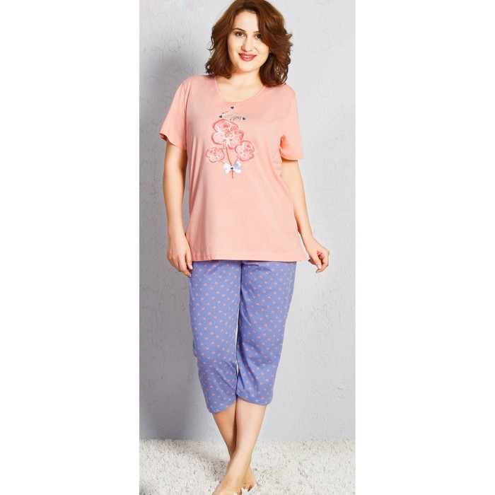 Комплект женский (футболка, капри) 709016 2564 цвет светло-персиковый, р-р 56 (4XL)  37078 36