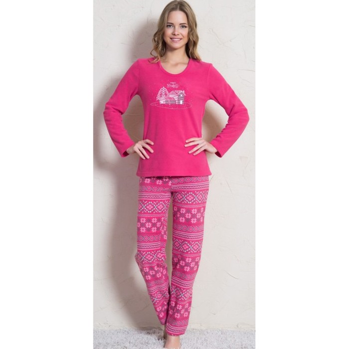 Комплект женский флисовый (джемпер, брюки) 705042 3842 цвет малиновый, р-р 48 (L)
