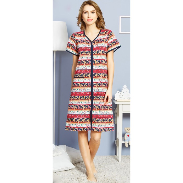 Халат женский на молнии 712320 5391 цвет вишневый, р-р 46 (M)