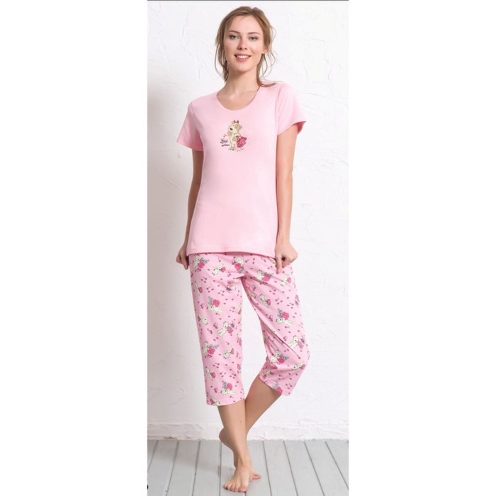 Комплект женский (футболка, капри) 608009 0323 цвет розовый, р-р 50 (XL)