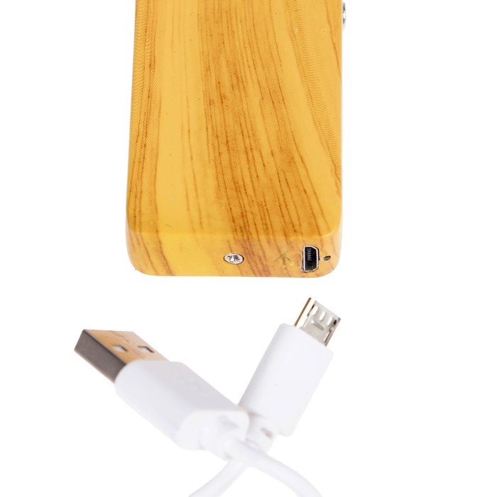 Зажигалка электронная, одна дуга, USB в комп-те, бежевая под дерево, 7.5х12 см