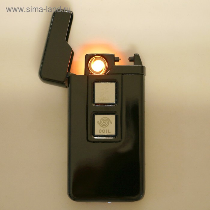 

Зажигалка электронная, USB, спираль, 2 функции, чёрная, 3.5 х 10 х 10 см