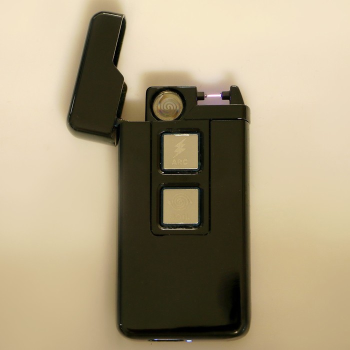 Зажигалка электронная, спираль, USB в комп-те, 2 функции, чёрная, 3.5х10х10 см