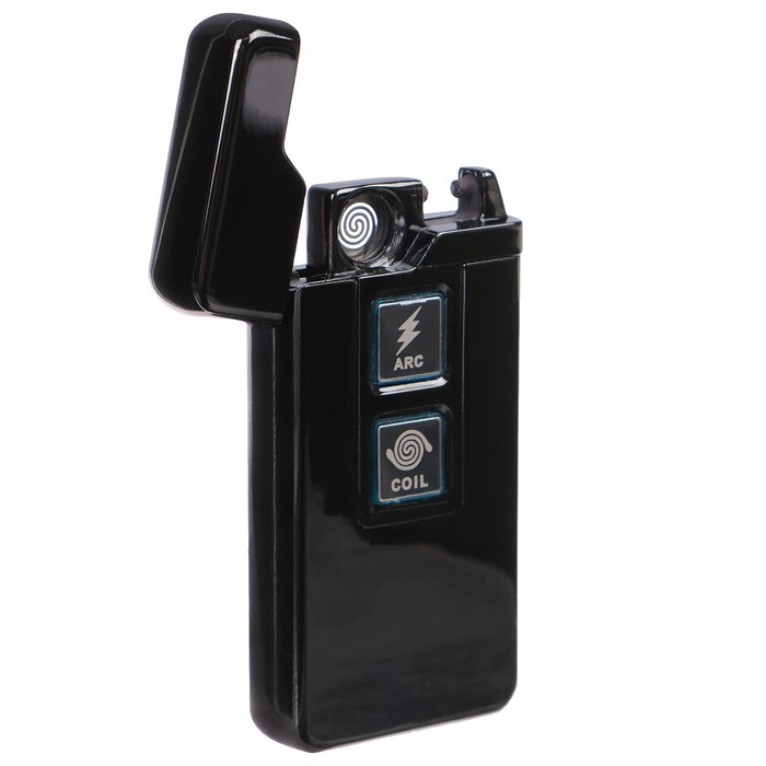 Зажигалка электронная, спираль, USB в комп-те, 2 функции, чёрная, 3.5х10х10 см